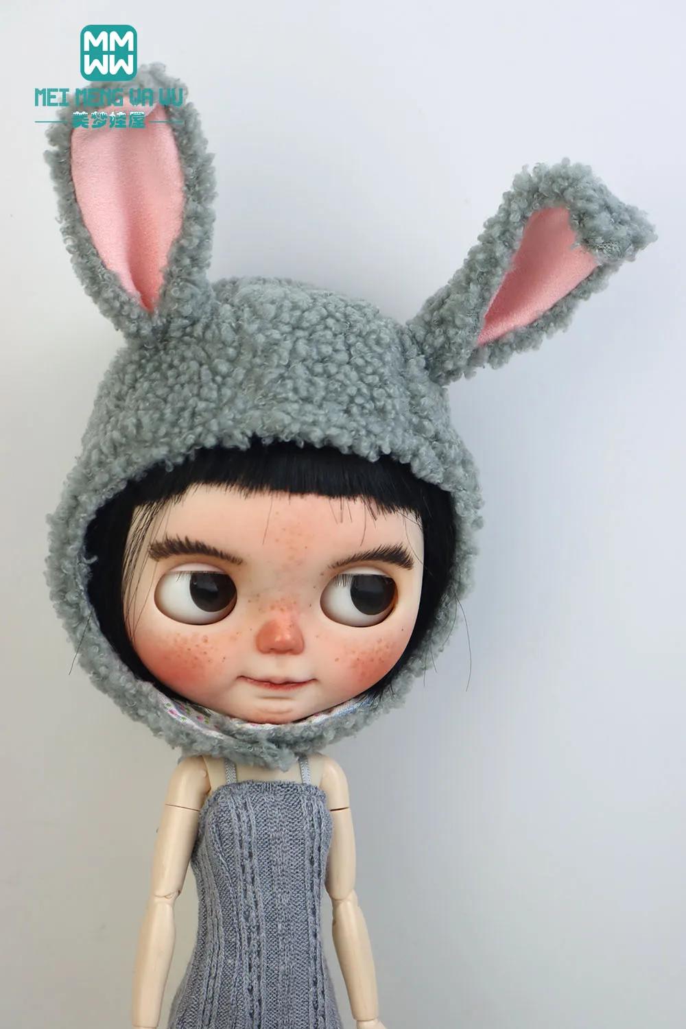 Vêtements de poupée Blyth, 1 pièce, oreilles de lapin, chapeau en peluche multicolore pour Blyth, Az
