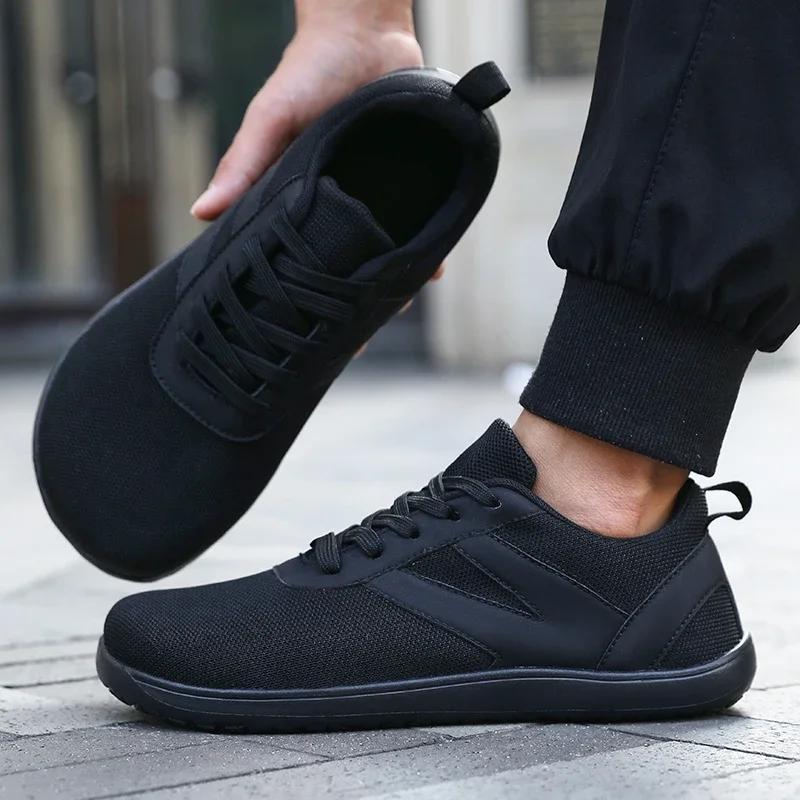 Chaussures pieds nus pour hommes avec semelle ample, bout large, chaussures de sport de marche, mode