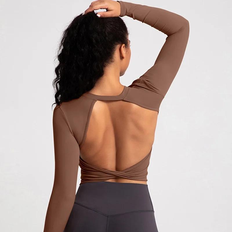 Cloud Hide – chemises de Yoga noires pour femmes, chemisier à manches longues, grande taille, haut d