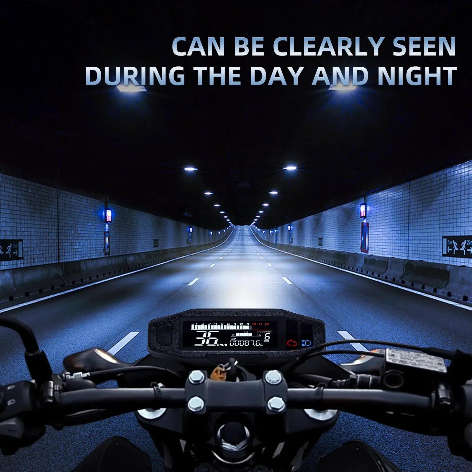 Compteur de vitesse numérique universel pour moto, tachymètre LED, panneau de comptage de carte Prad