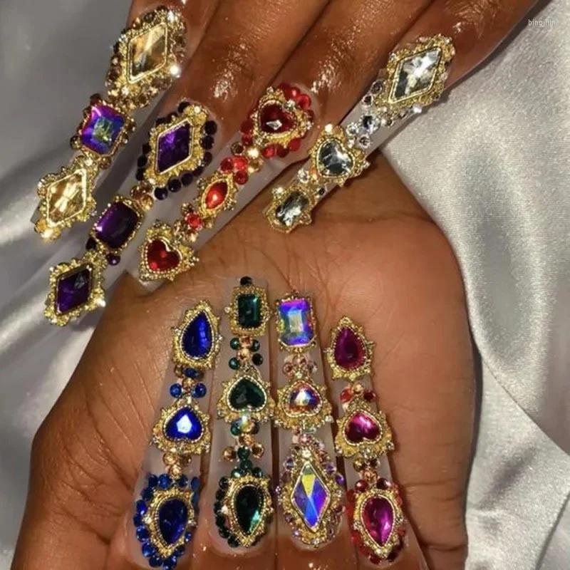 Mélange de strass pour Nail Art, 60 pièces, cœur/carré/goutte d'eau, gros bijoux en cristal irisé AB