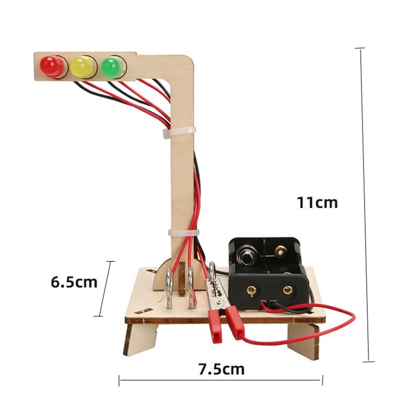 Modèle de feux de circulation en bois pour enfants, jouet scientifique, technologie amusante, Kit d'