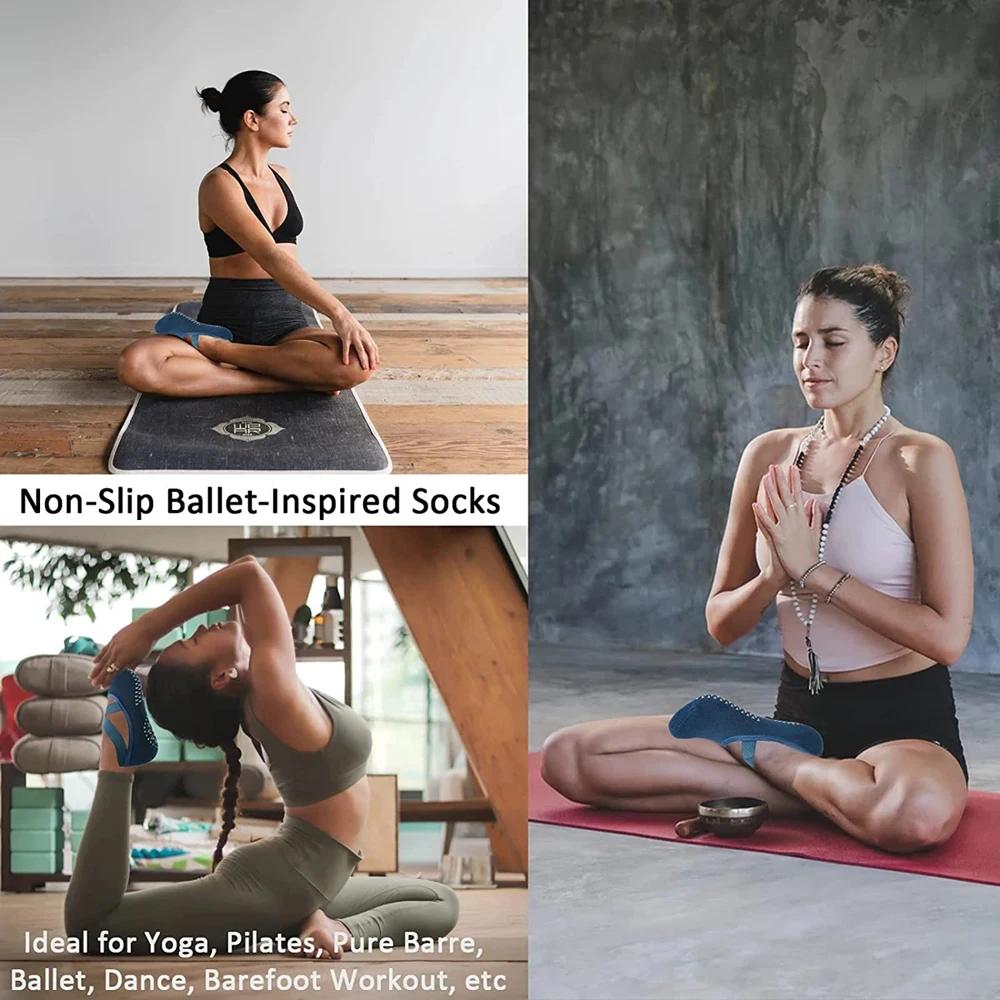 Chaussettes de yoga femmes antidérapantes en silicone - Pour pilates, ballet et fitness