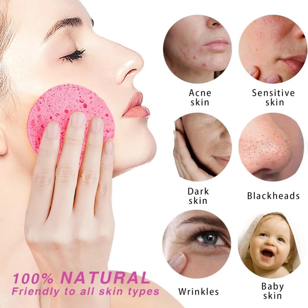 50-1000 pièces compresser visage lavage bouffée pâte de bois naturelle éponge visage lavage bouffée