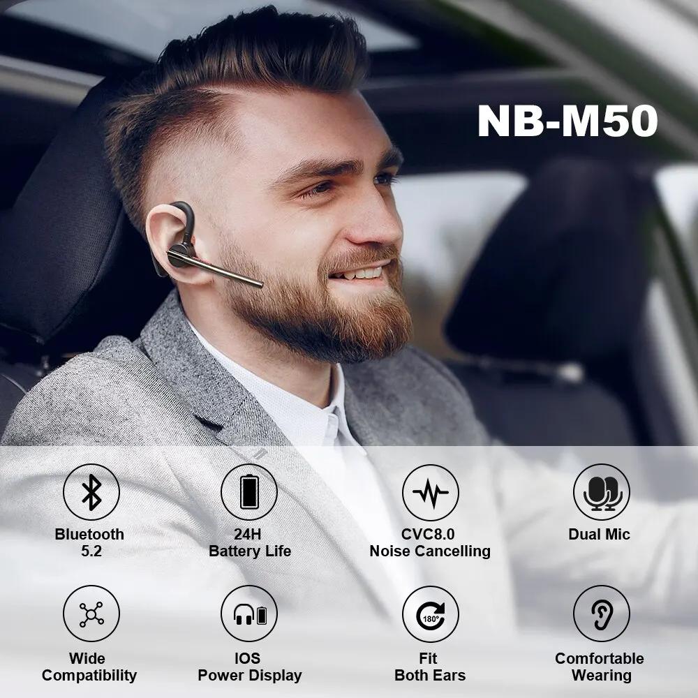 Casque Bluetooth sans fil avec touristes, écouteur mains libres, casque M50, CVC 8.0, temps de conve