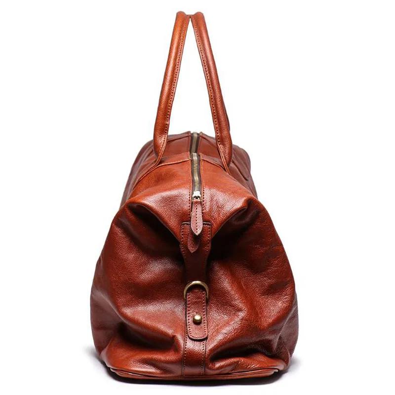 Sac de voyage de luxe en cuir véritable pour hommes, sac à bagages polochon de grande capacité, sac