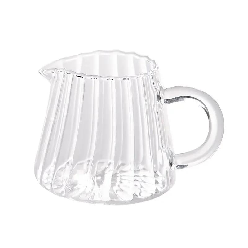 Petit Pot à lait rayé simple, travail manuel, verre résistant à la chaleur, tasse à lait exquise, di