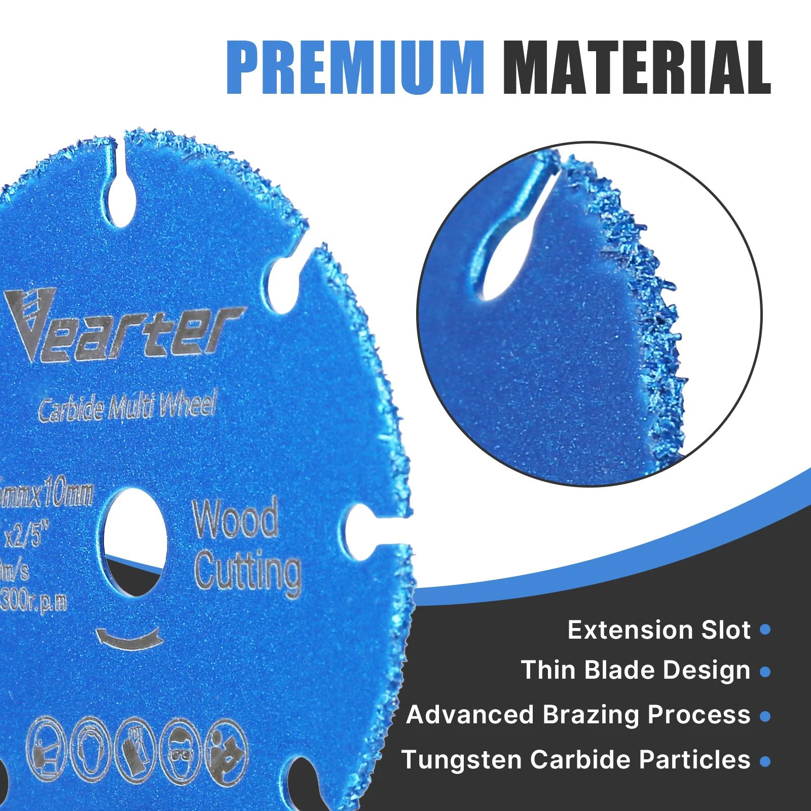 Vearter 76mm × 10mm lame de scie circulaire en carbure brasé sous vide disque de coupe du bois roue