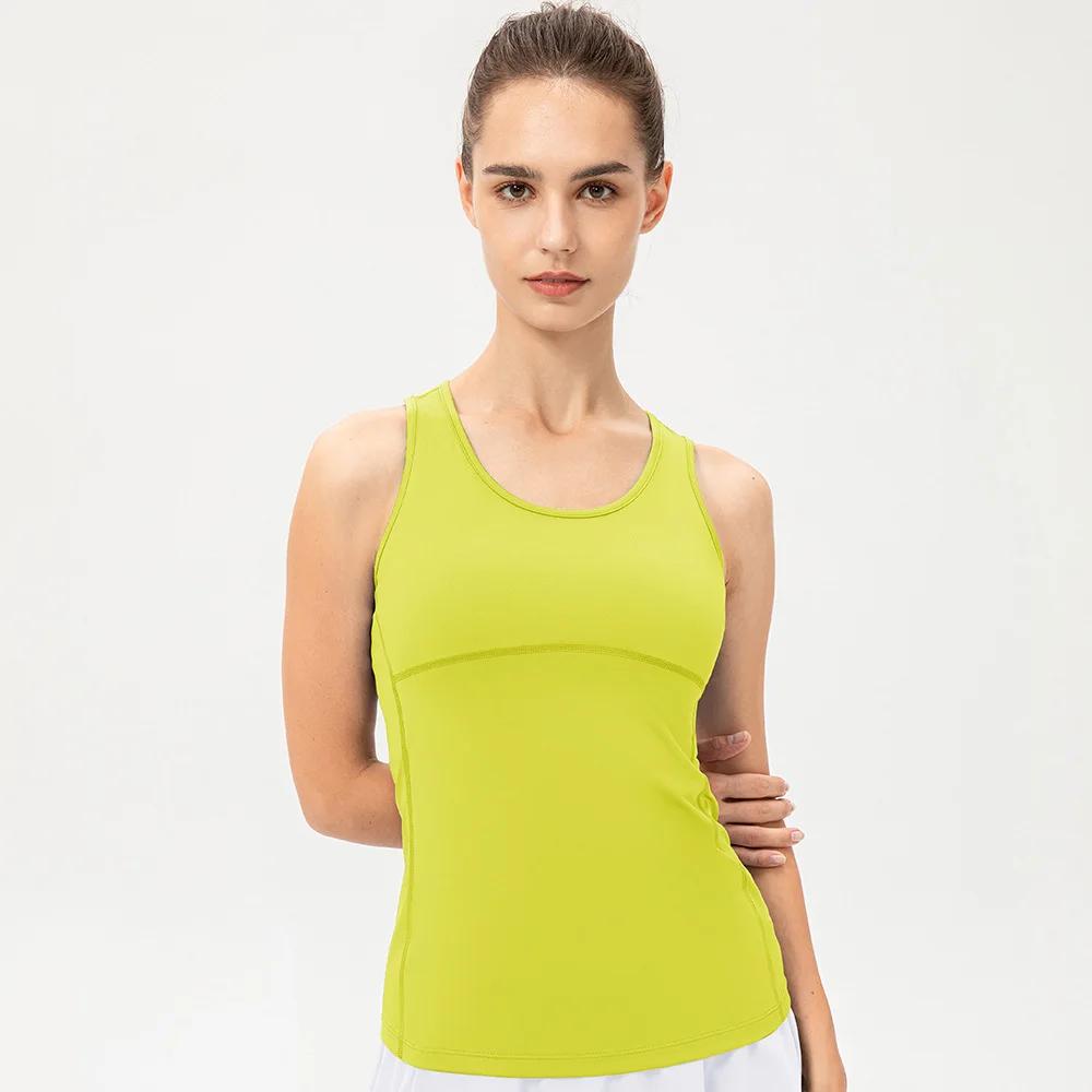 Couleur bonbon femmes vêtements de Sport d'entraînement de gymnastique gilet chemises de Yoga à séch