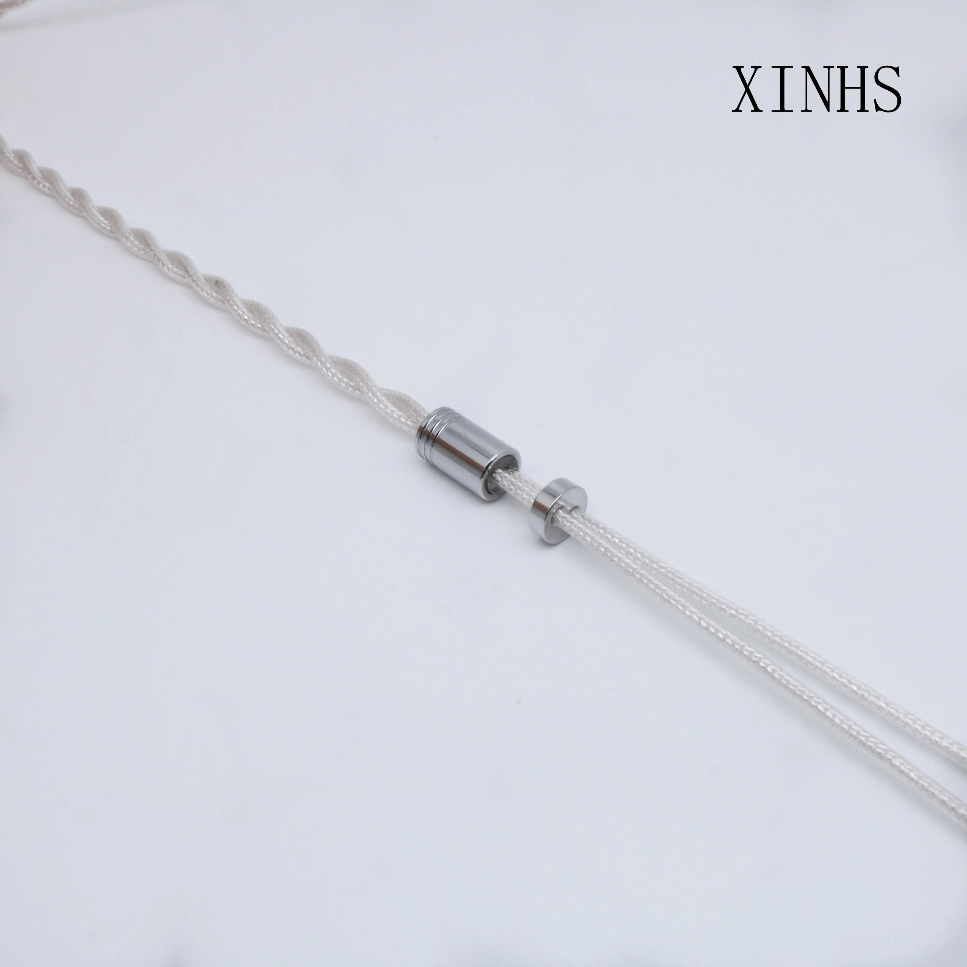 XINHS-Écouteurs filaires intra-auriculaires, placage d'argent à 2 cœurs, cuivre monocristallin, MMCX