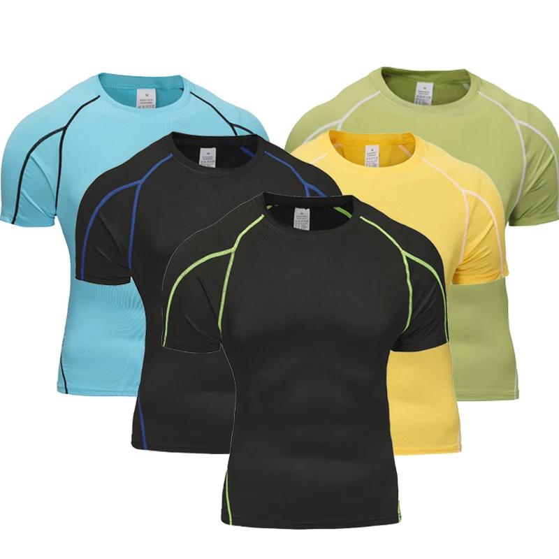 T-shirt Course Homme Sport Été Slim - Gym Fitness Hauts Sport Compression