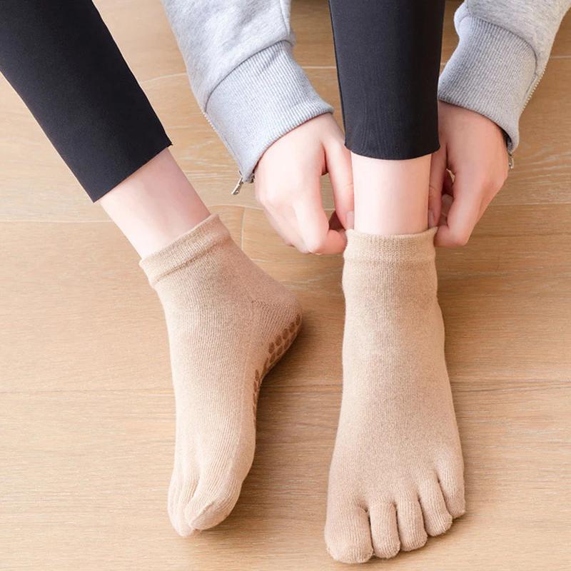 Chaussettes Pilates Yoga antidérapantes silicone cinq orteils respirantes - Fitness