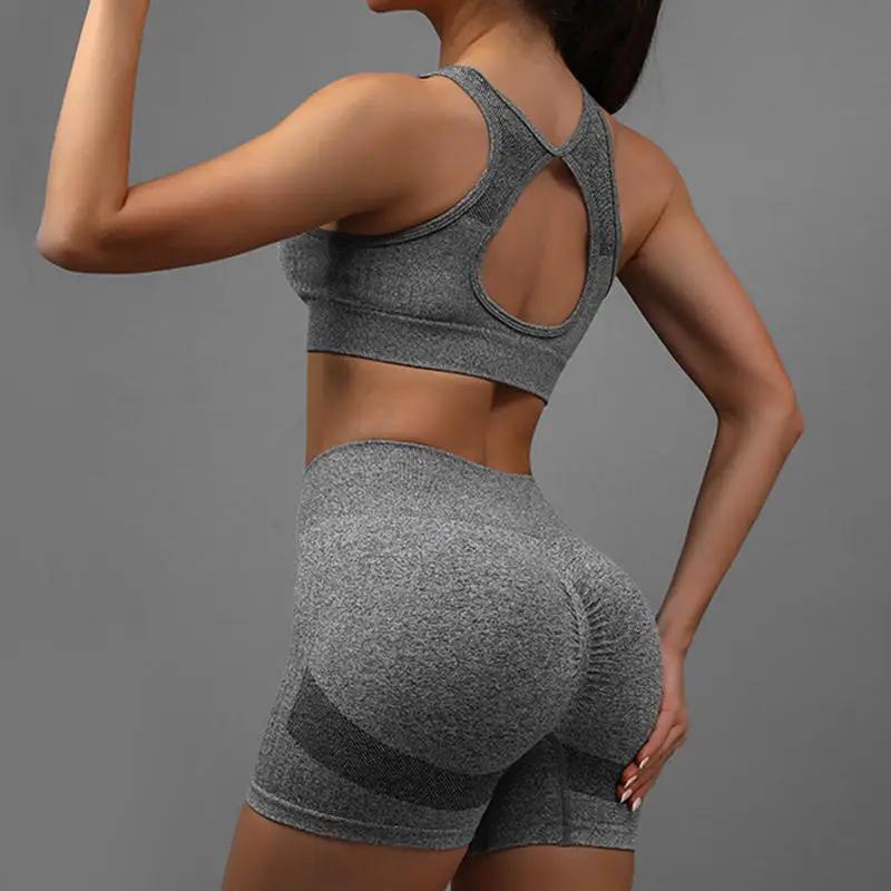 Ensemble de shorts de yoga taille haute pour femmes, collants de fitness, lifting des fesses, entraî