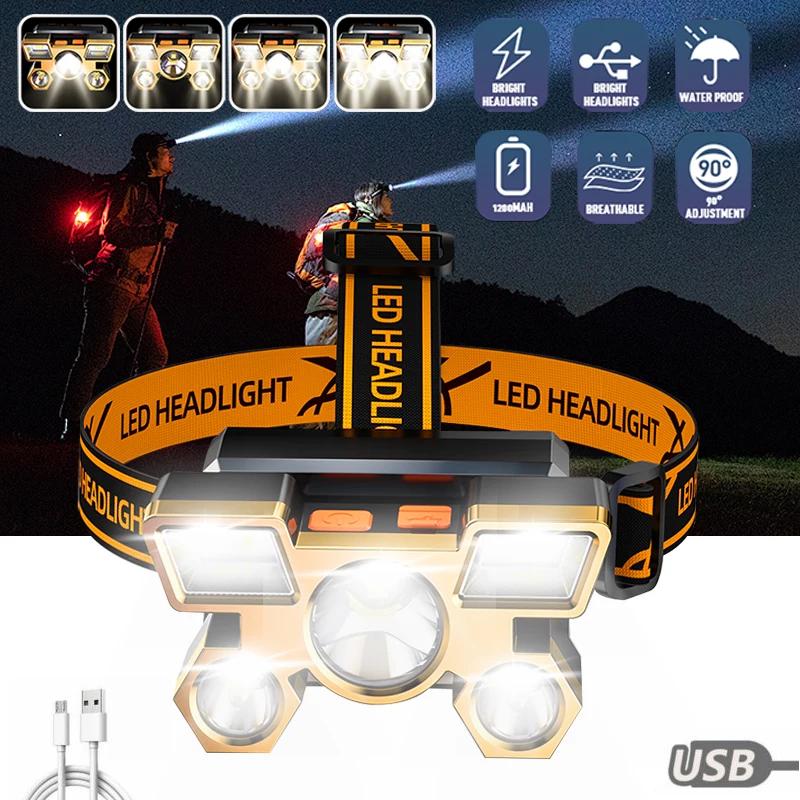 Lampe de sauna aste USB, lampe de poche de bain montée sur la tête, batterie intégrée, camping en pl