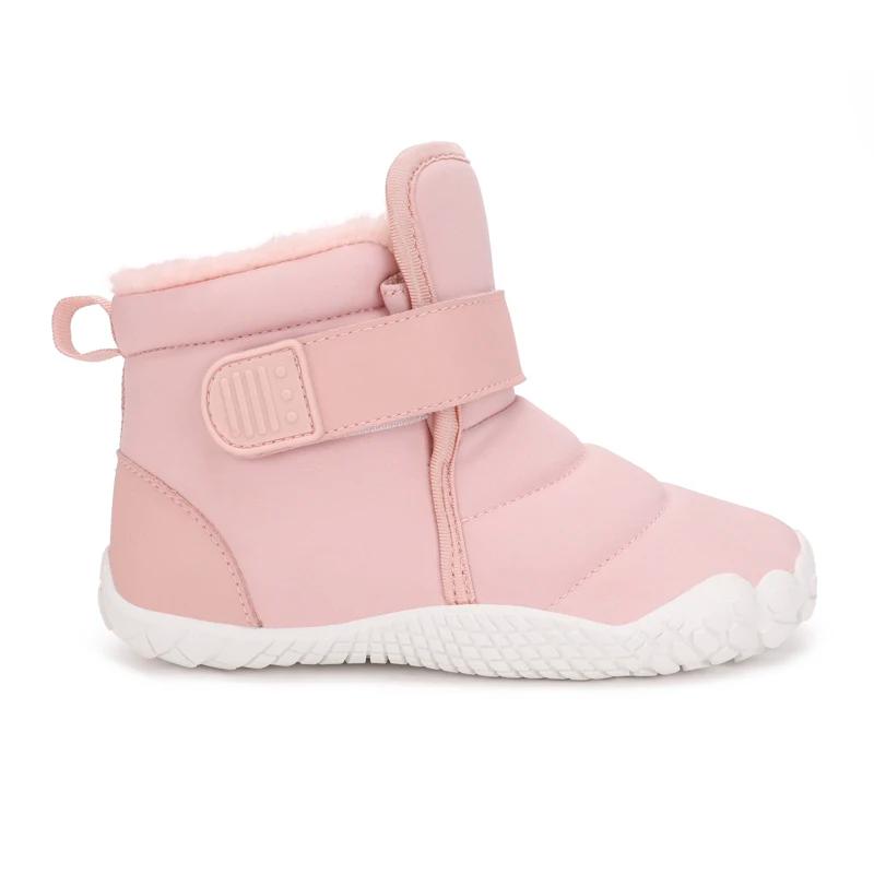 Chaussures de neige pieds nus à bout large pour enfants, bottes d'hiver chaudes en peluche pour garç
