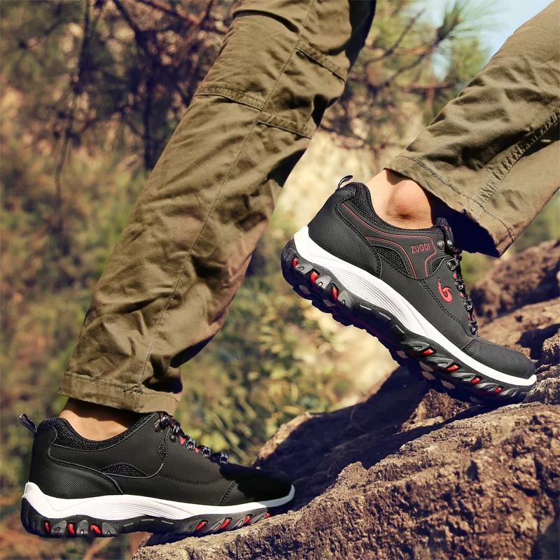 Chaussures de randonnée imperméables en cuir PU pour hommes, chaussures d'extérieur résistantes à l'