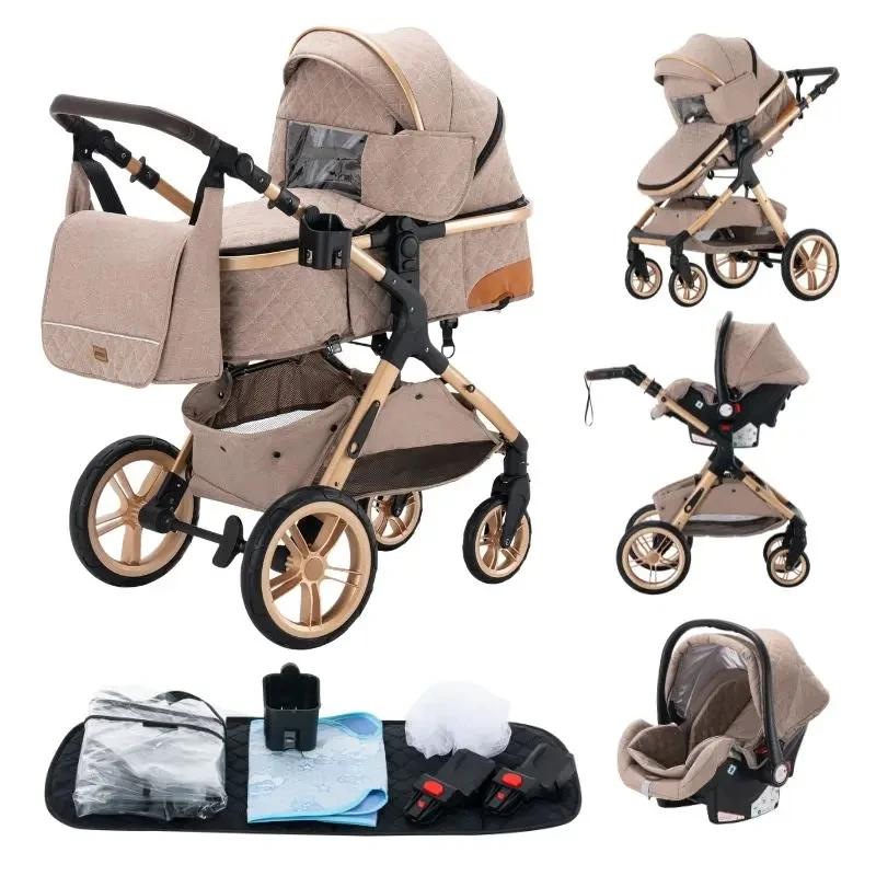 Poussette 3 en 1 pour bébé, voiture pour bébé, landau, articles pour nouveau-nés, poussettes légères