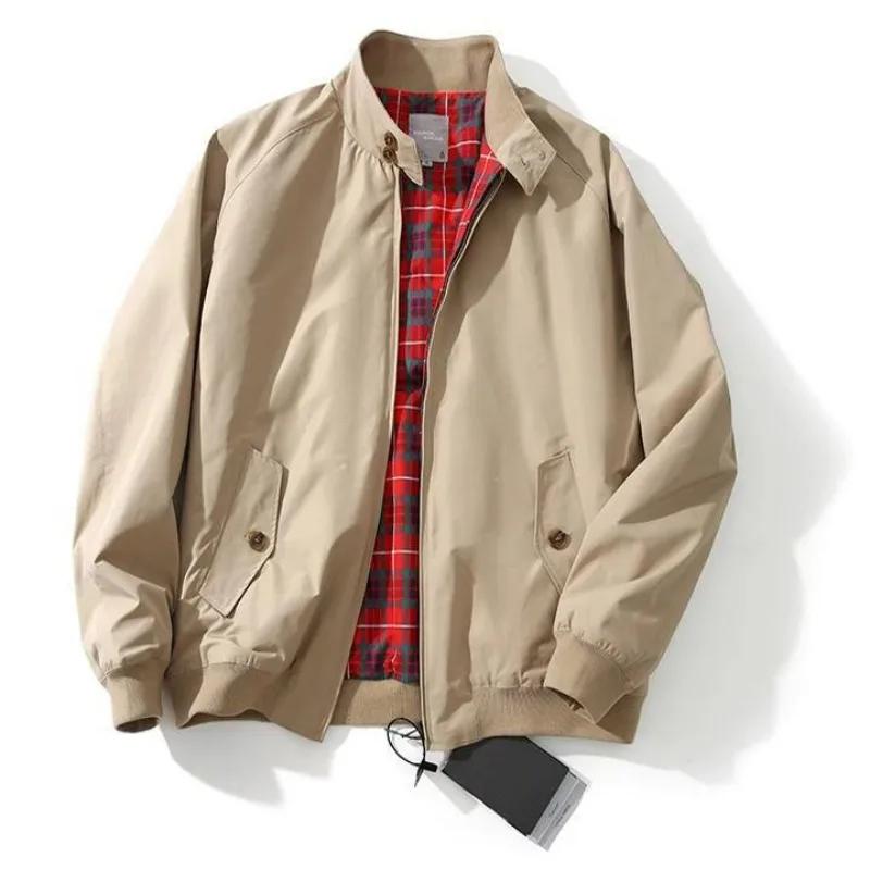 Manteau Homme Printemps-Automne Style Américain Rétro, Col Montant Fin, Manches Longues, Veste Simpl