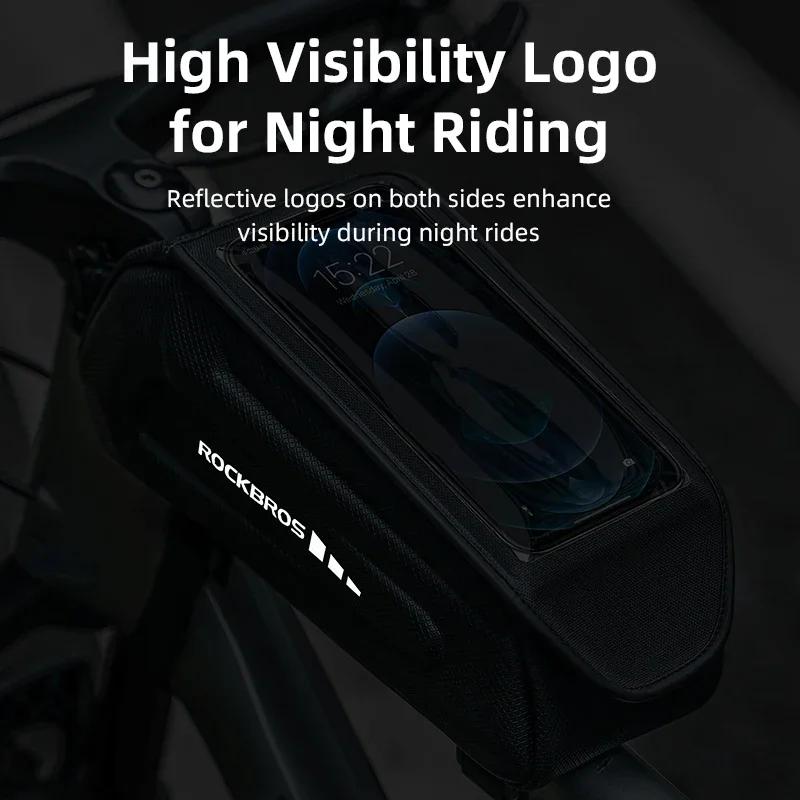 ROCKBROS-sac de vélo 1,7 L étanche, sacoche pour cadre avant, support de téléphone à écran tactile,