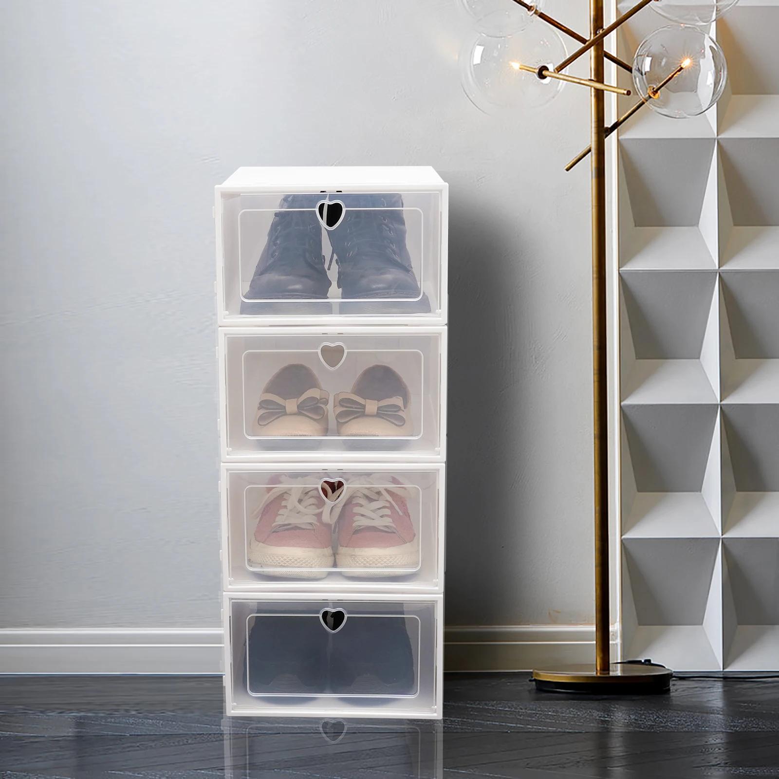 Boîtes à chaussures pliables, organisateurs de chaussures en plastique, étuis de rangement empilable