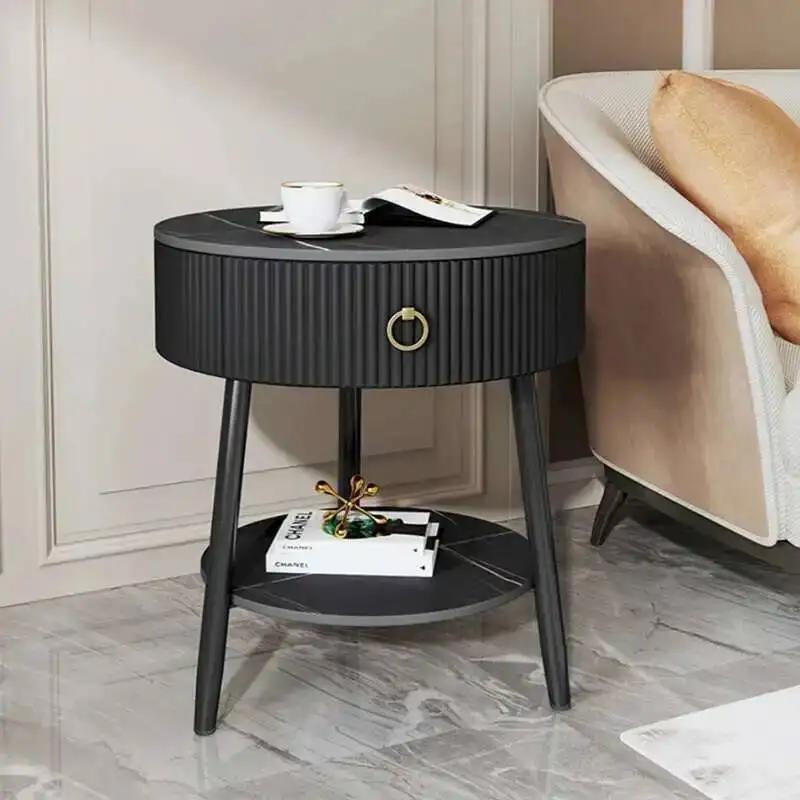 Mesa ronde blanche Tables De chevet moderne Unique esthétique commode Table d'appoint De lit nordiqu