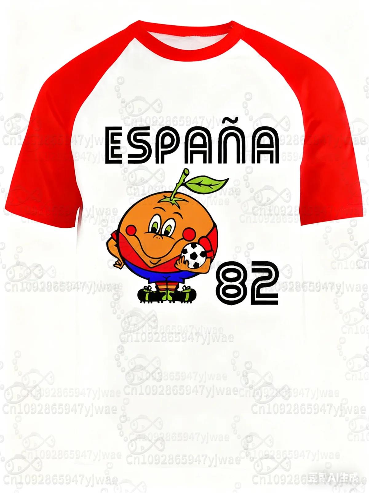 Espagne 82 Naranjito monde Football sport T-Shirt pour hommes femmes unisexe col rond T-Shirts rétro