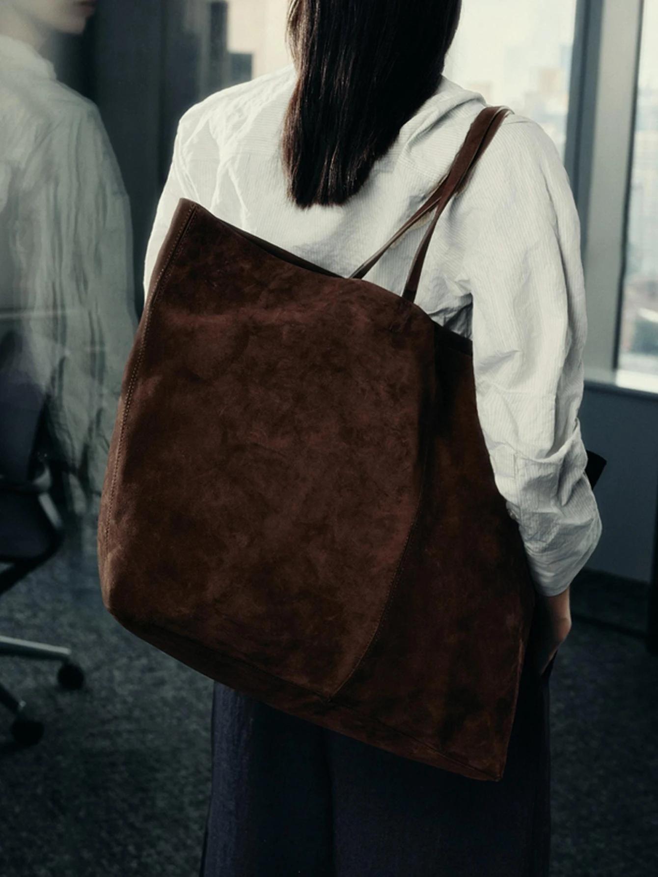 Sac à bandoulière simple pour femme, sac à main en peau de vache, sac de shopping de très grande cap