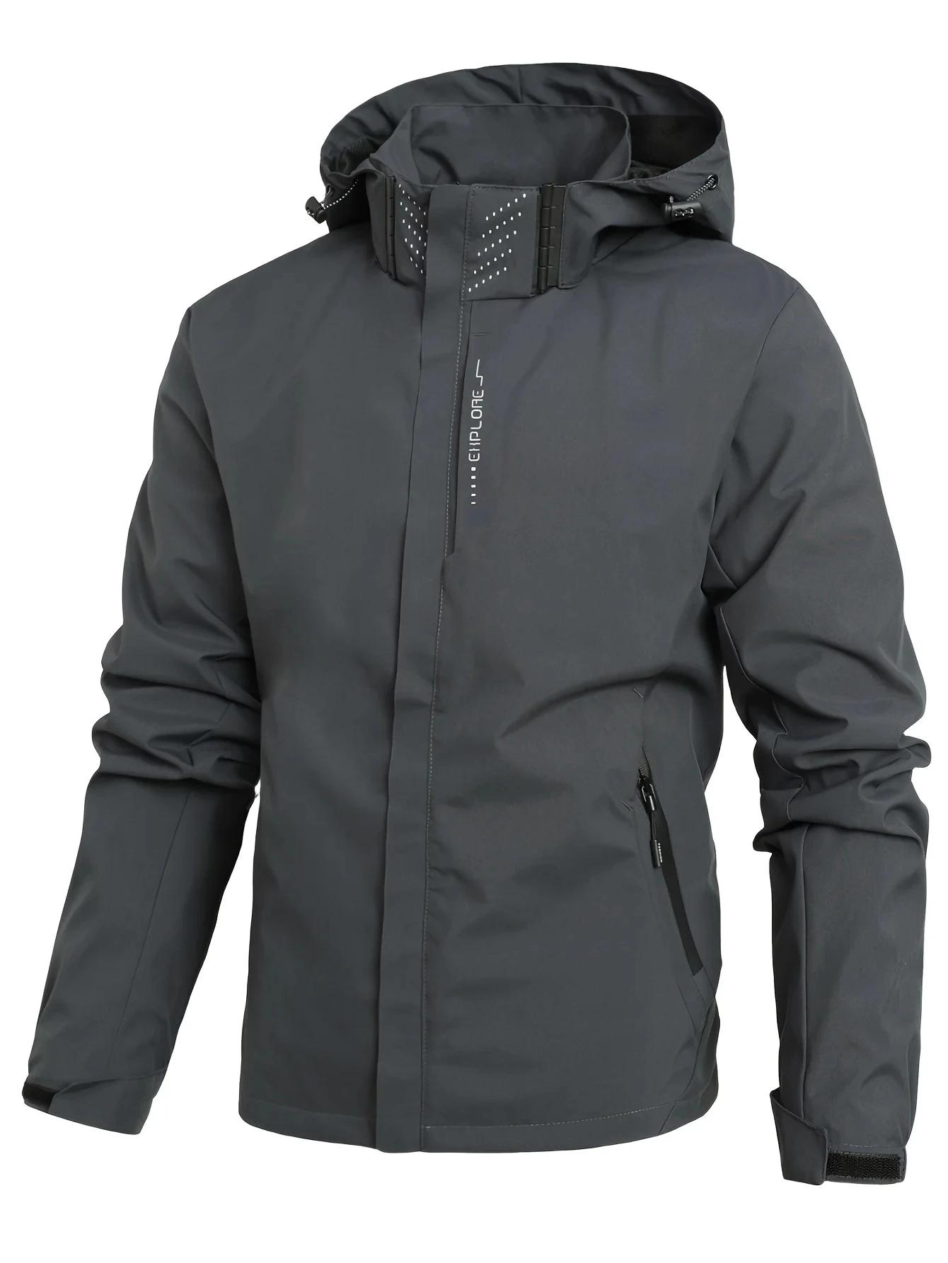 Veste de pluie imperméable légère pour hommes, imperméable d'extérieur à capuche, veste coupe-vent d