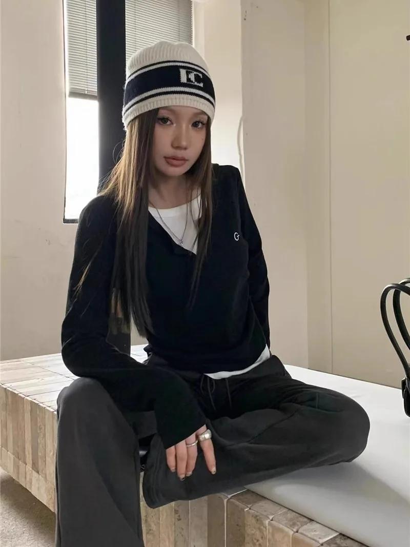 T-shirt femme faux deux pièces T-shirt à manches longues pour l'automne et l'hiver coupe ajustée et