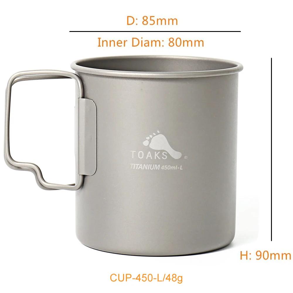 TOAKS-Tasse en Titane Version Ultralégère avec Poignée Pliable, Équipement de Camping en Plein Air,