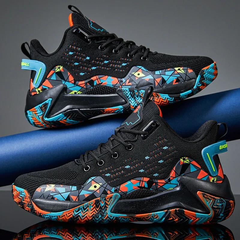 Chaussures de basket-ball en maille respirante et absorbant les chocs pour hommes, bottes de sport a