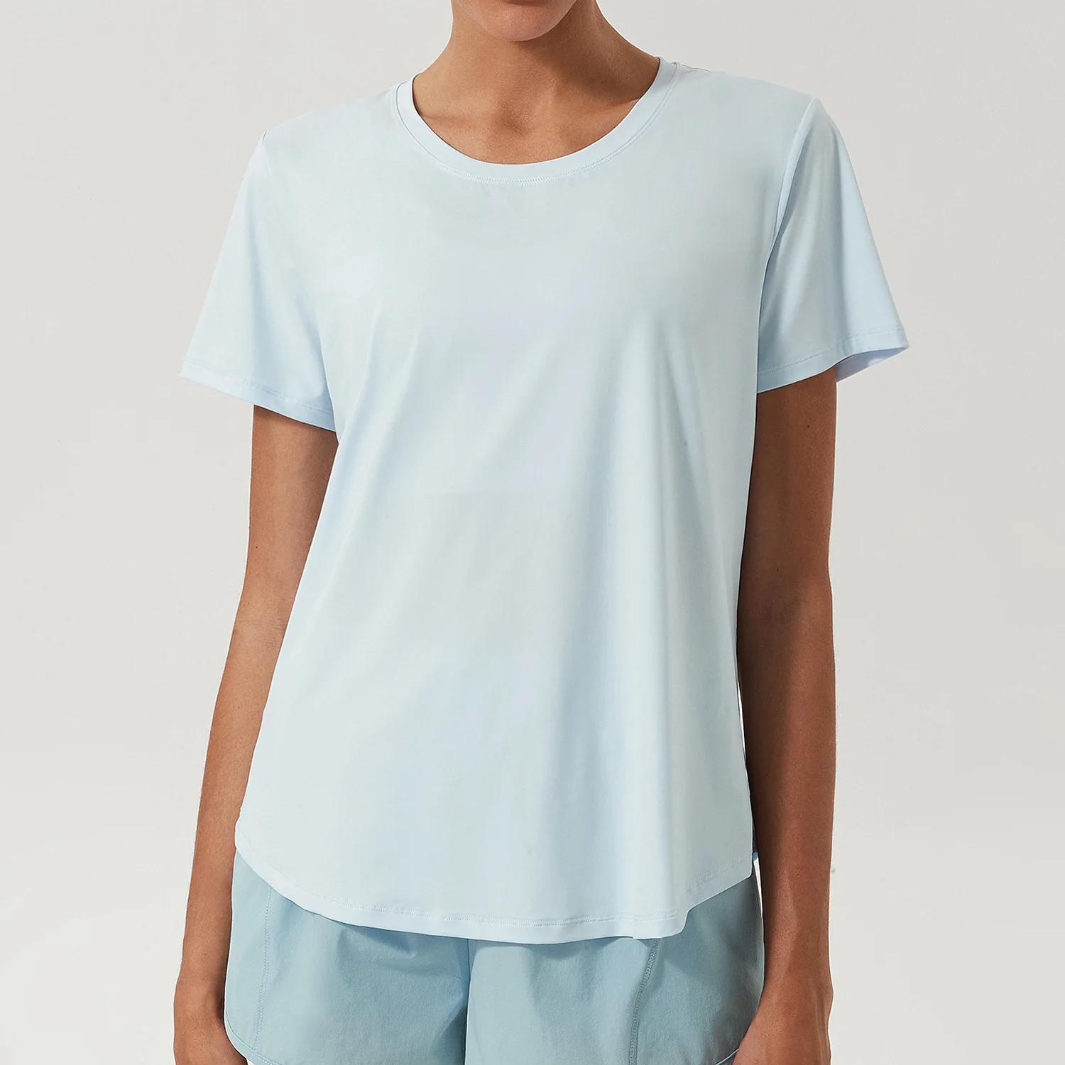 T-shirt de yoga à manches courtes pour femme, haut de fitness léger, respirant, séchage rapide, chem