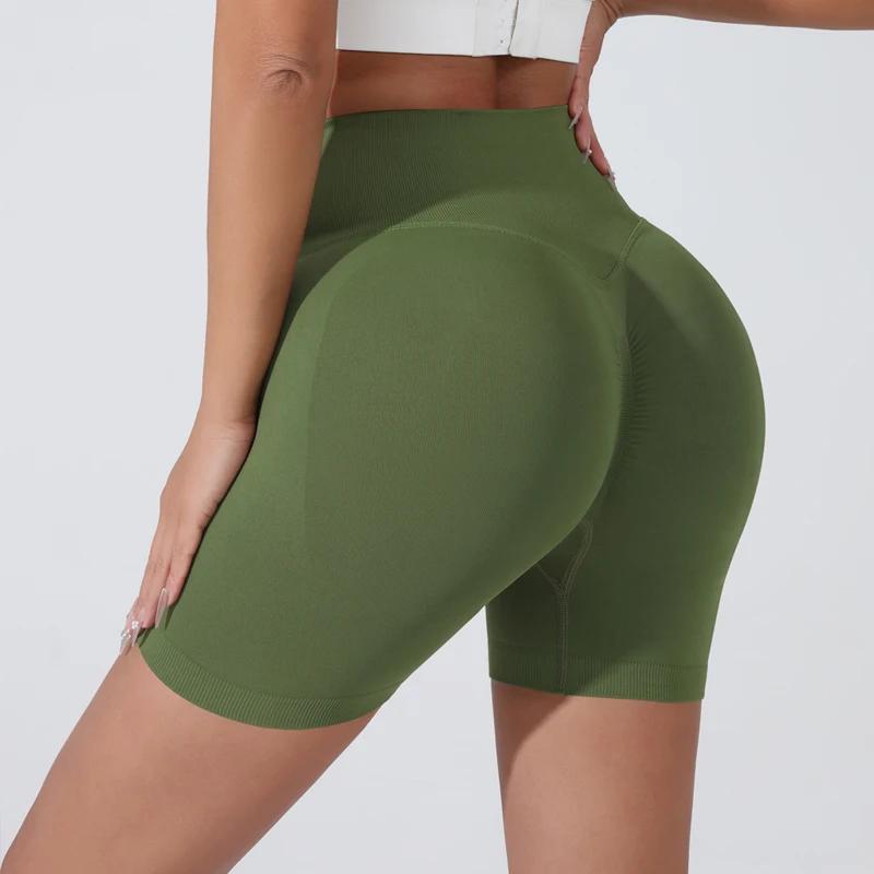 Short de yoga respirant taille haute femme - Collants courts pour course, cyclisme et entraînement sportif