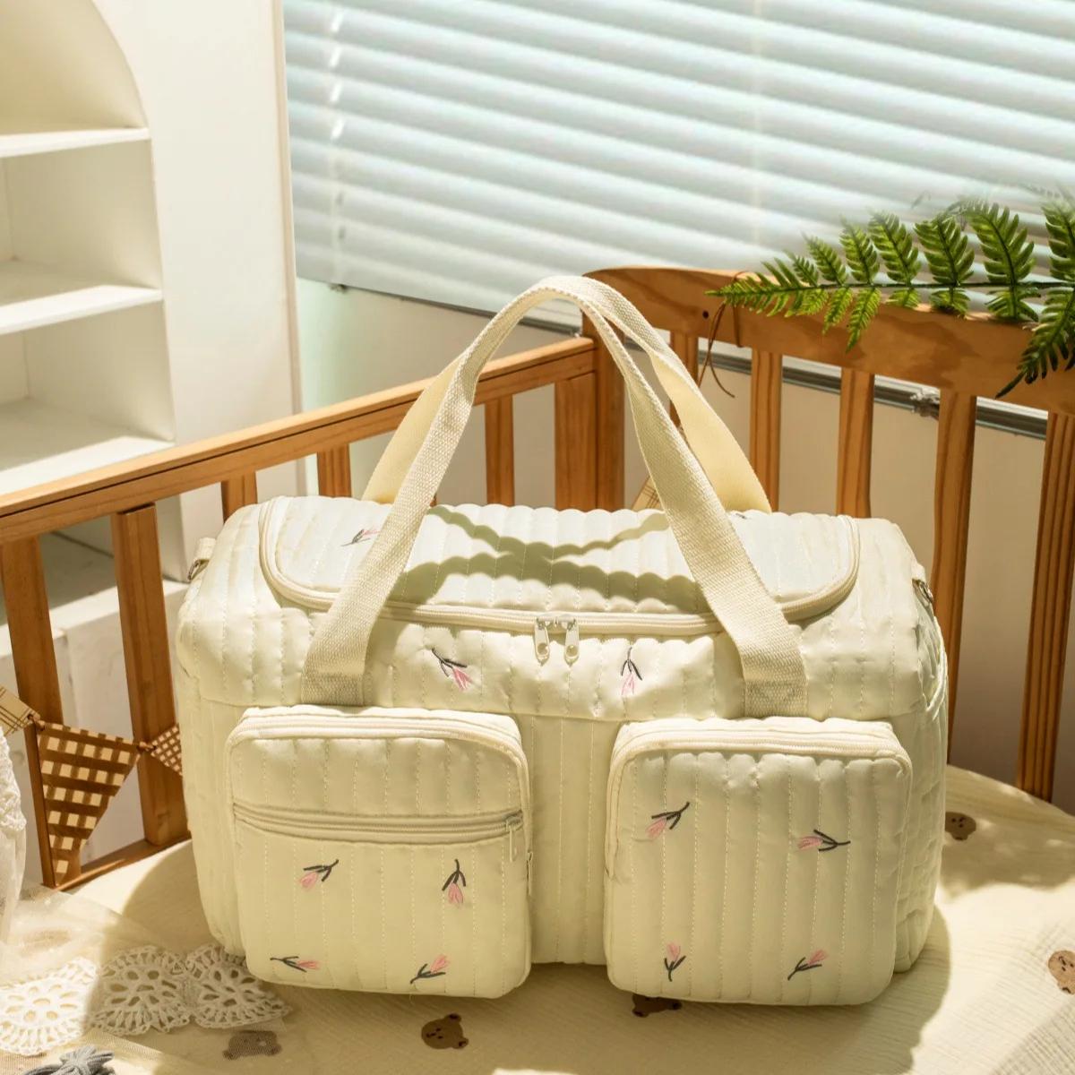 Sac à langer grande capacité pour femme, sac à bandoulière en coton pour bébé, sac de maternité pour