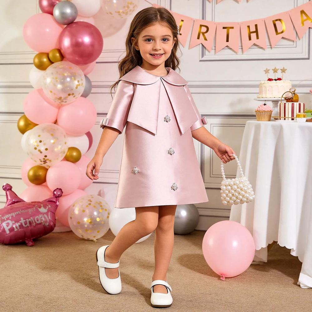 Nouvelle robe de princesse rouge à manches longues de style occidental pour filles, jupe évasée, rob