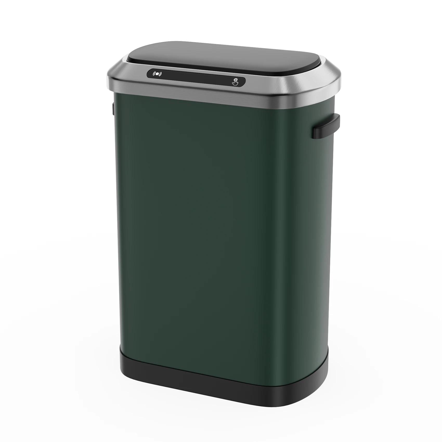 Poubelles automatiques intelligentes, 50L, capteur intelligent complet, vert