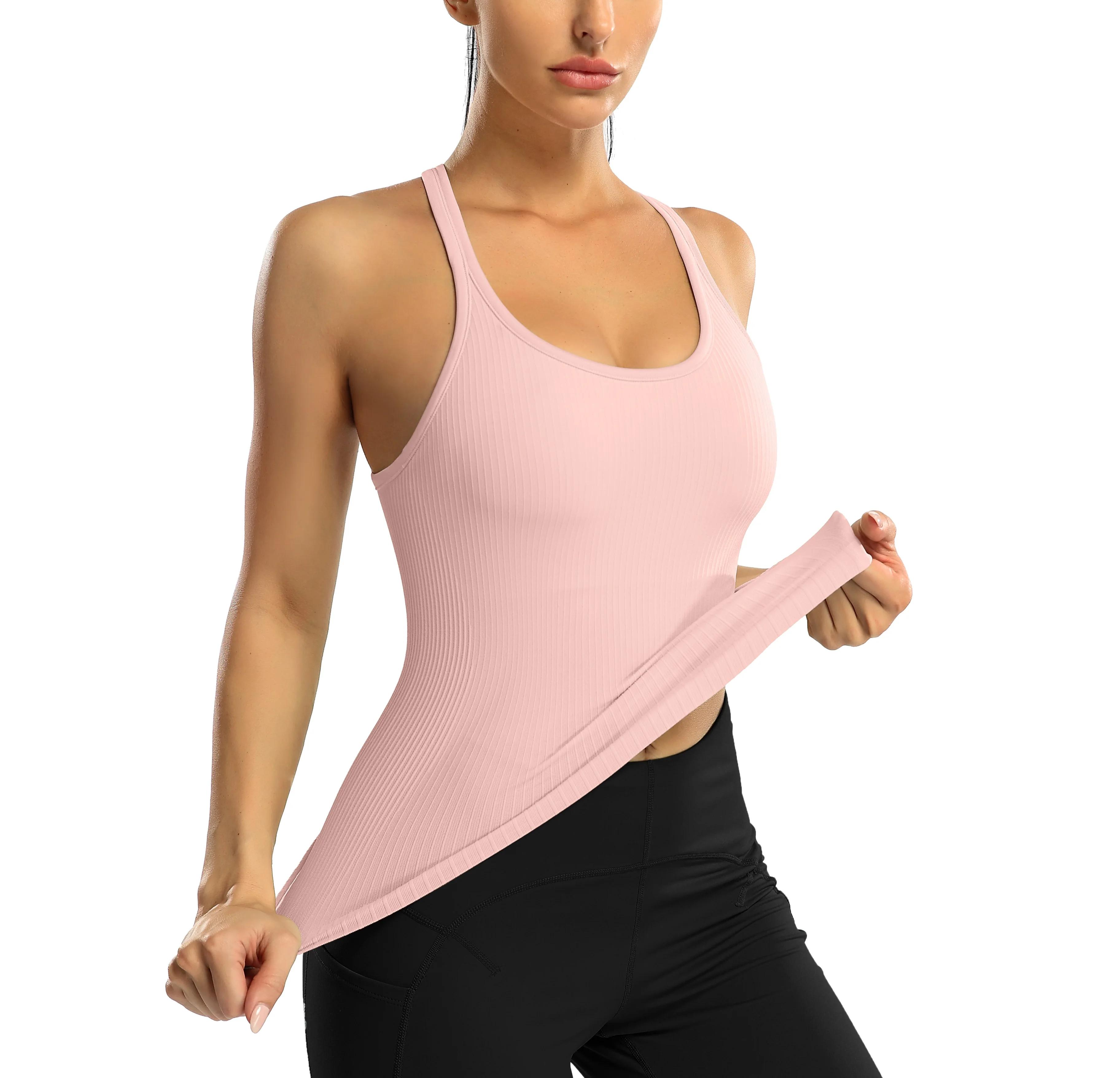 Haut de sport Anfilia-Y pour femme - Slim Fit avec col en U rembourré, dos nageur et haute élasticité