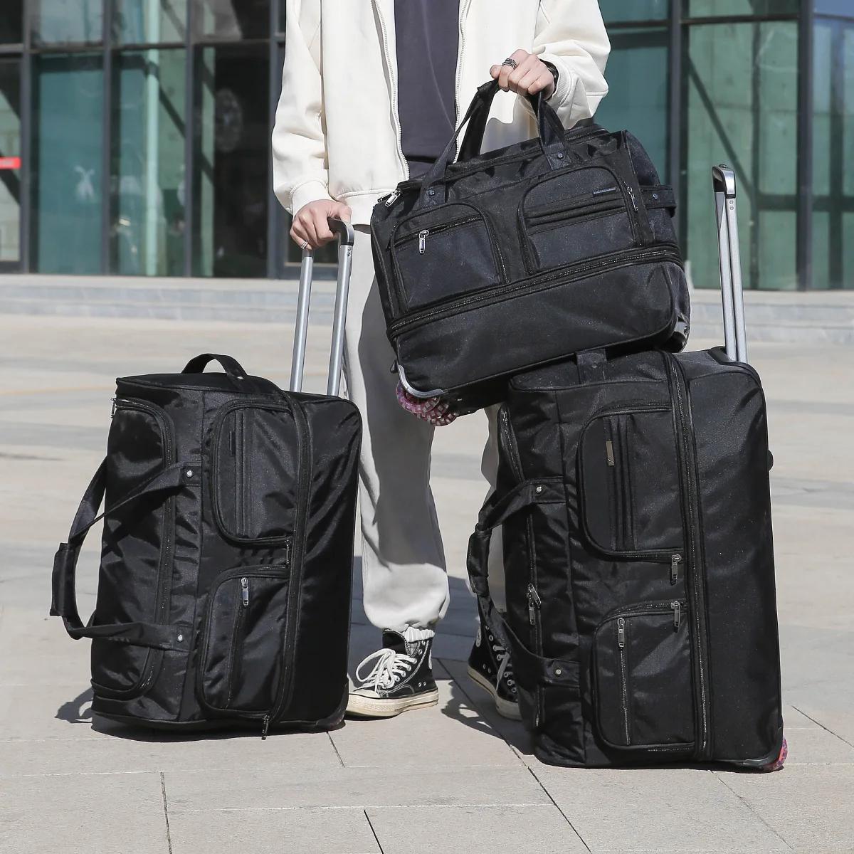 Sac vérifié de la compagnie aérienne Sac de bagage mobile pliable à l'étranger avec chariot Bagage d
