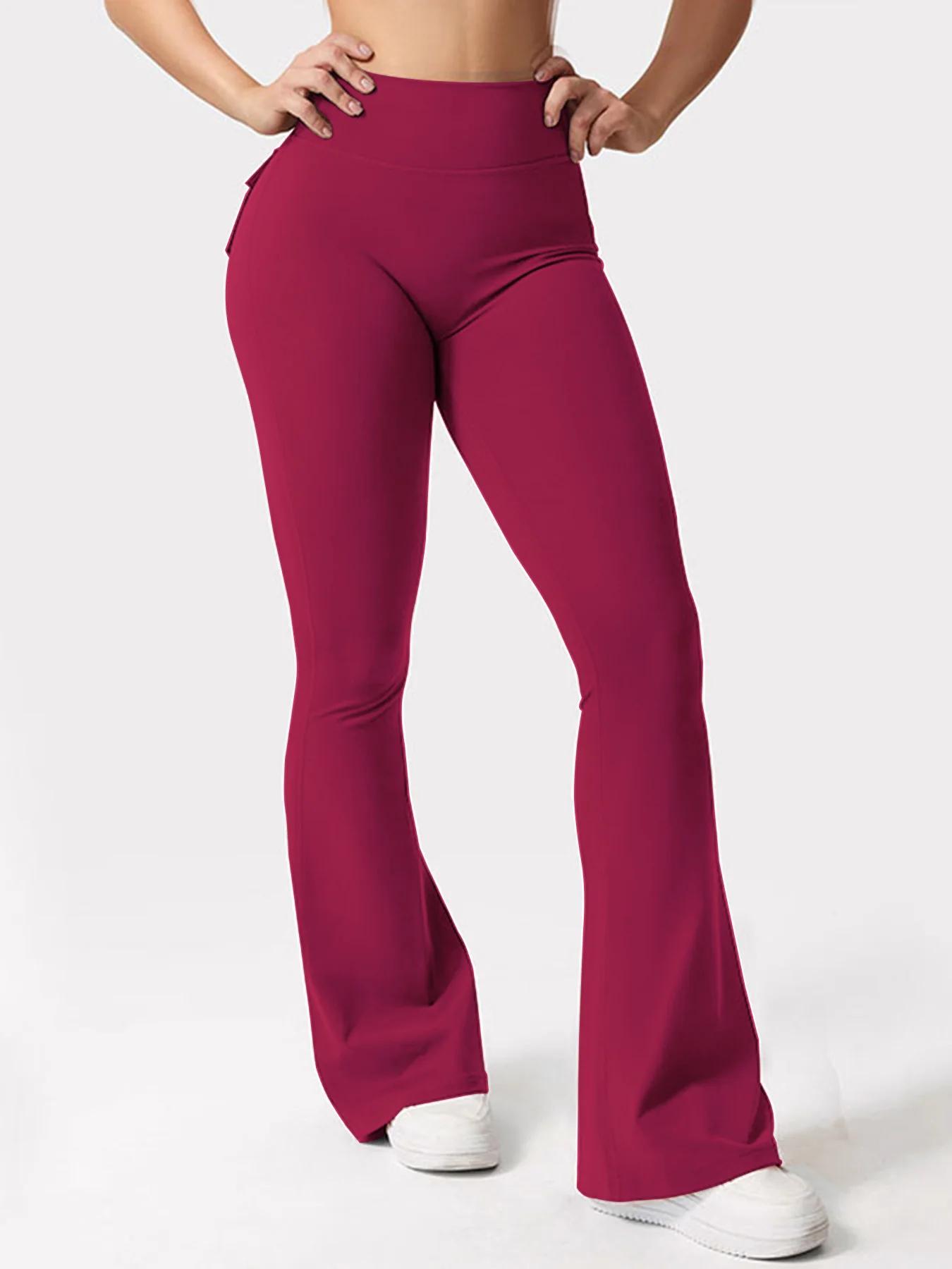 Pantalon évasé de Yoga pour femmes, pantalon taille haute à jambes larges, contrôle du ventre, Leggi