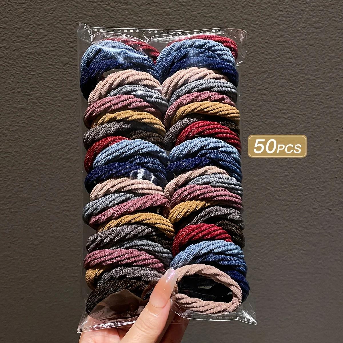 Attaches pour cheveux simples pour filles, accessoires mixtes, document, 50 pièces