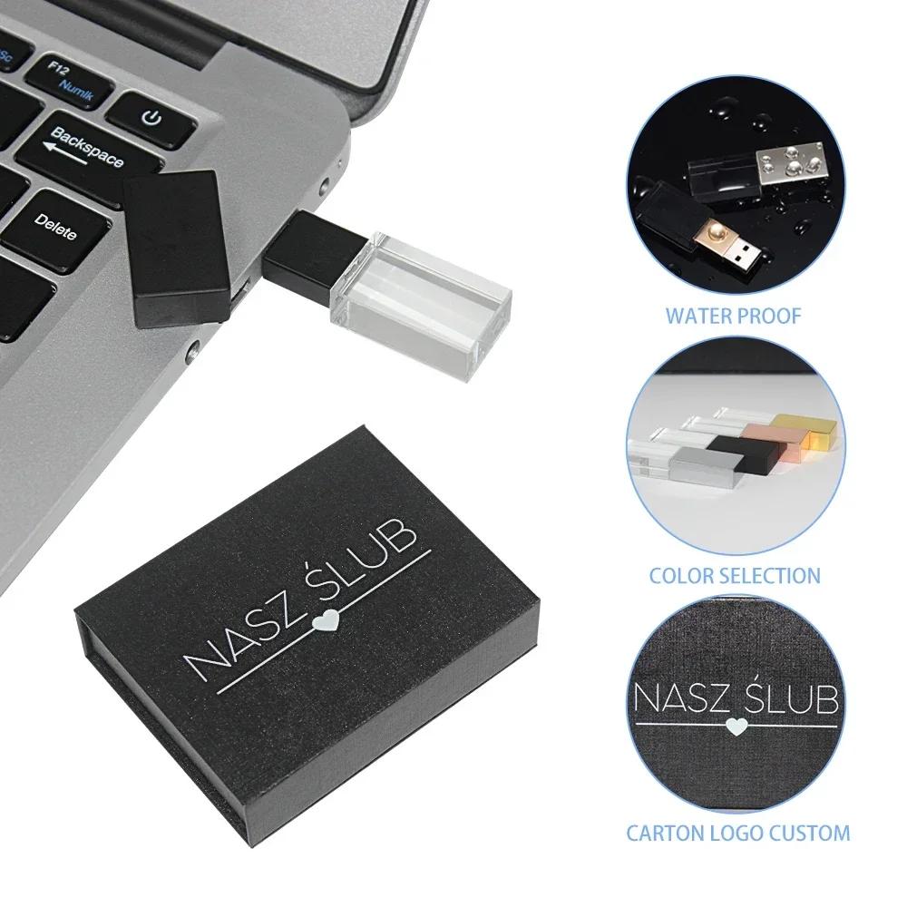 Clé USB en cristal uno avec logo personnalisé gratuit, clé USB, photographie créative, cadeaux de ma