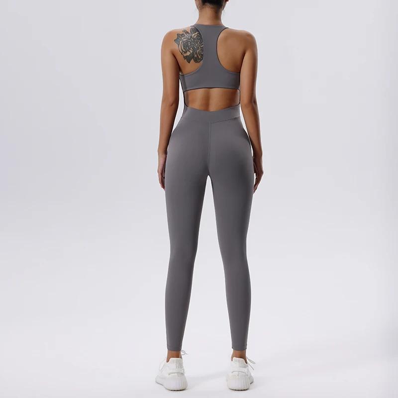 Ensemble de Yoga combinaison femmes pleine saisons décontracté Fitness combishort sportif sans manch