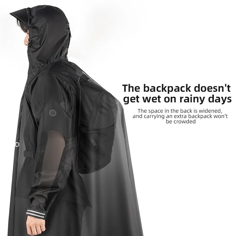 ROCKBROS-Poncho de pluie avec capuche pour homme et femme, imperméable, coupe-vent, voyage, camping,