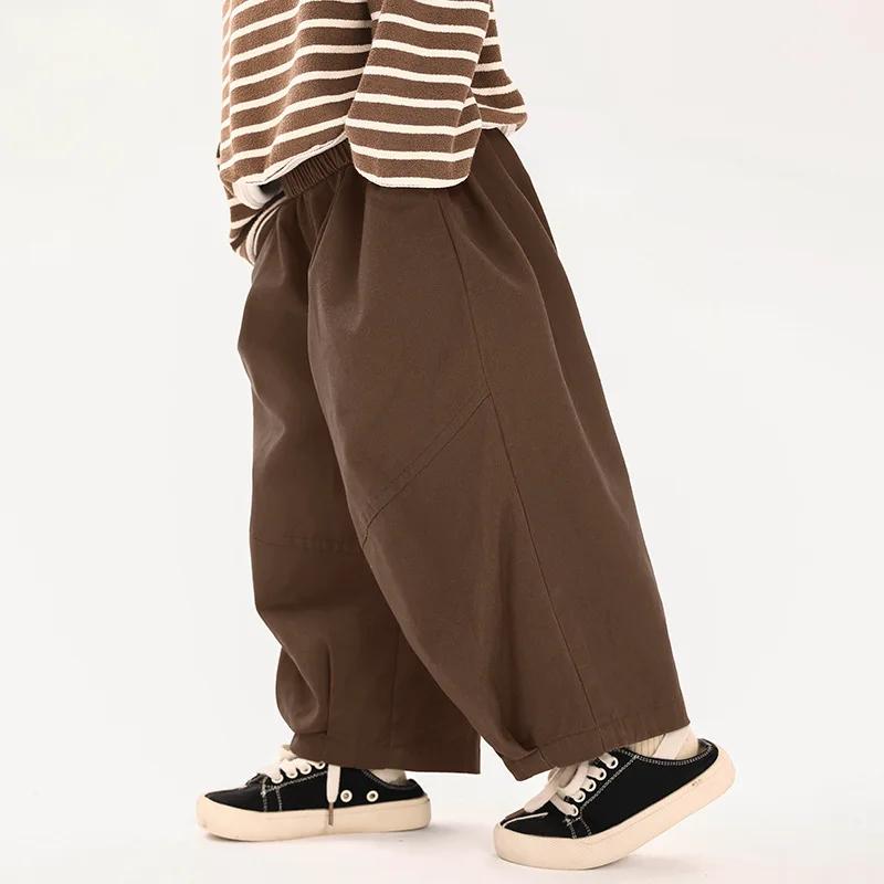 Pantalon sarouel élégant pour garçons, couleur unie, ample, en pur coton, décontracté, pour enfants