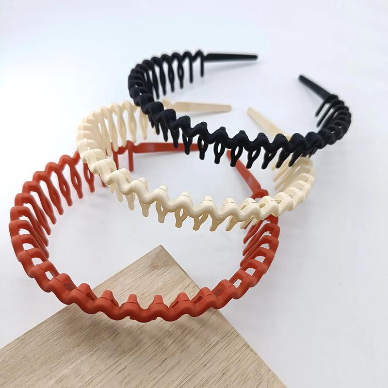 Lot de 3 Bandeaux Tendance Ondulés pour Femmes, Couleur Unie, Antidérapants à Dents, pour Filles, La