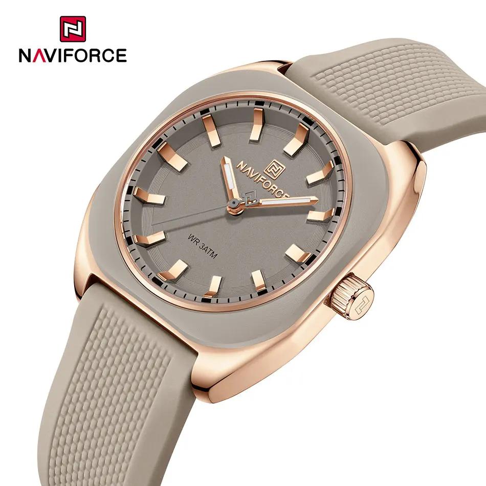 NAVIFORCE mode femmes décontracté élégant Simple polygone Quartz Silicone montre cadeau pour femmes
