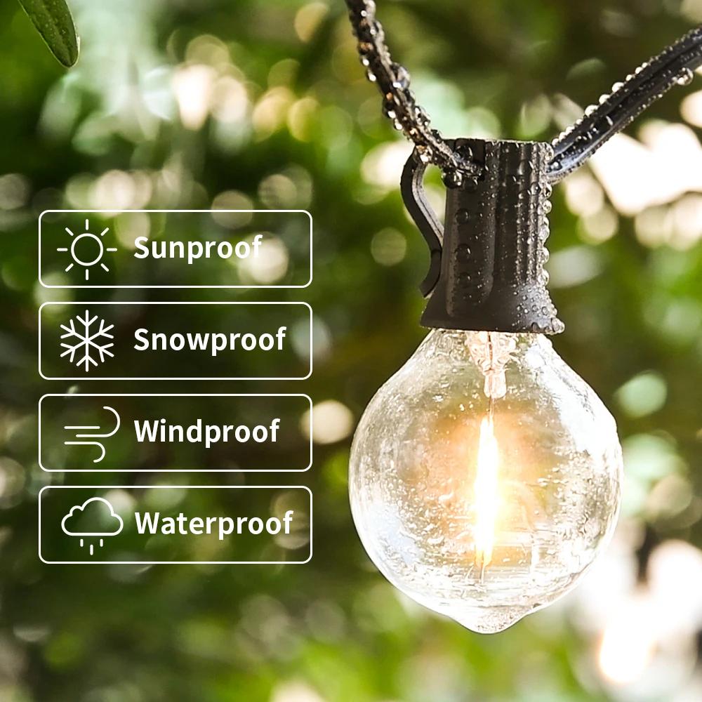 Guirlande lumineuse féerique LED 30M, pour fête d'anniversaire en plein air, G40, Patio, jardin, cha