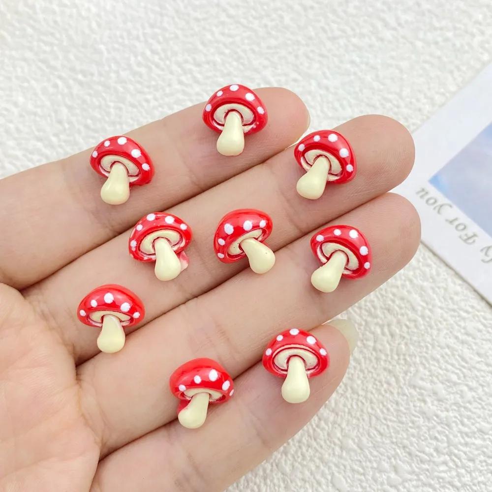 30 pièces nouveau mignon résine petit champignon dos plat ornement fabrication de bijoux manucure ac