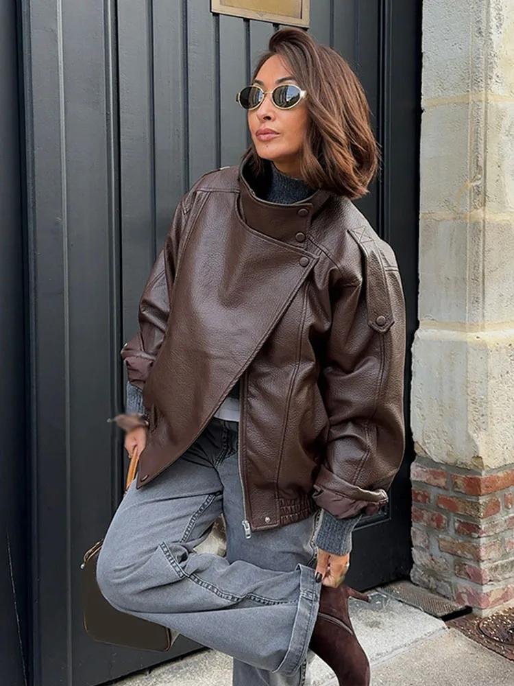 HH femmes automne élégant Style de rue manteaux femme asymétrique bouton poche manches longues noir