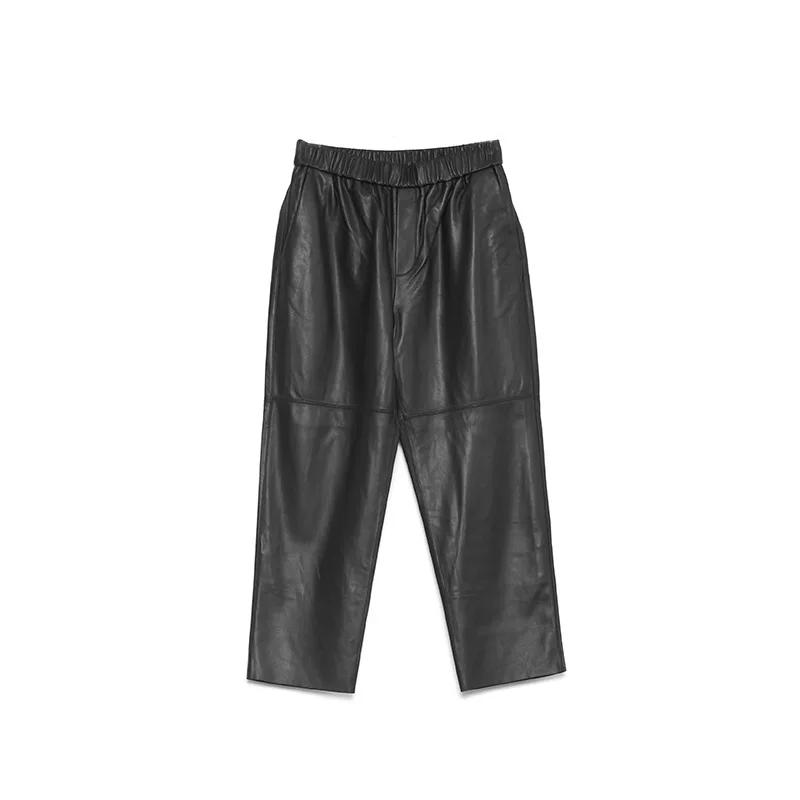 Nouveauté 2026 : Pantalon Streetwear Grande Taille Y2K en Cuir Véritable, Pantalon Harem Femme en Pe